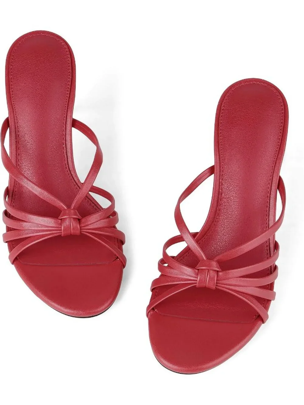 Women's Red Faux Leather Comfortable Summer Open Peep Toe Slingback Strappy Heel